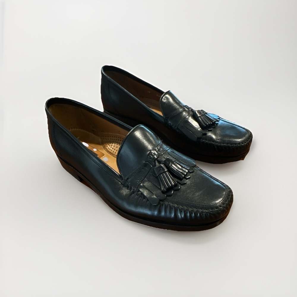 Florsheim Tassel Loafer Black Leather Square Toe Men's US 9D